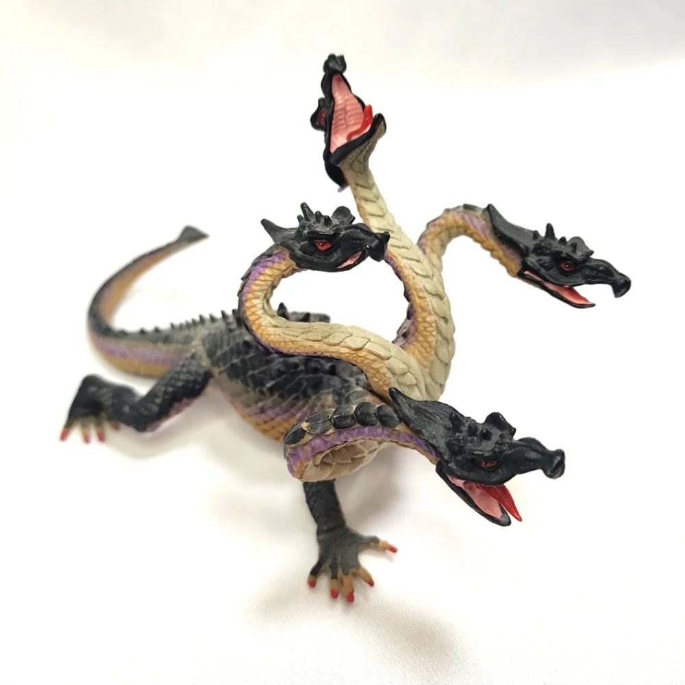 Hydra Multi-Headed Dragon Figurine Black and Tan
